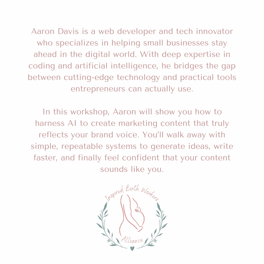 Aaron Davis is a web developer who will be discussing AI for small business use